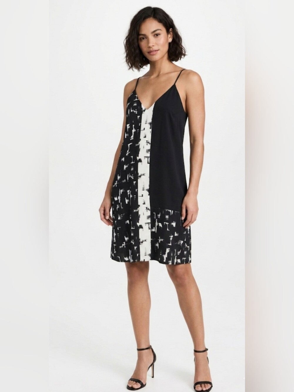 PARKER Black & White Print Slip Dress       Size L.